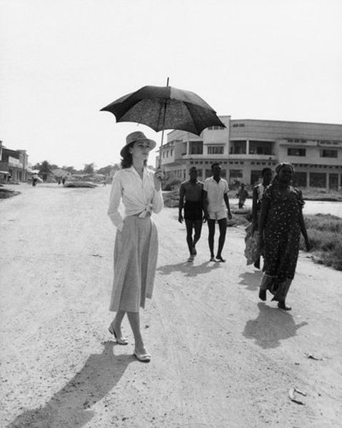 Audrey Hepburn in the Belgian Congo during the making of "The Nun's Story"