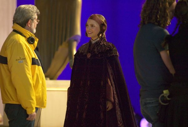 George Lucas and Natalie Portman in Star Wars: Episode III - Revenge of the Sith