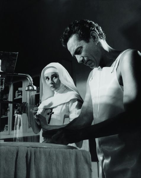 Still of Audrey Hepburn and Peter Finch in The Nun's Story