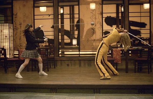 Still of Uma Thurman and Chiaki Kuriyama in Kill Bill: Vol. 1