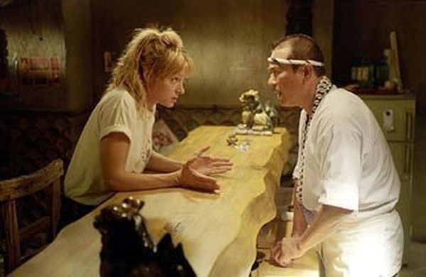 Still of Uma Thurman and Sonny Chiba in Kill Bill: Vol. 1