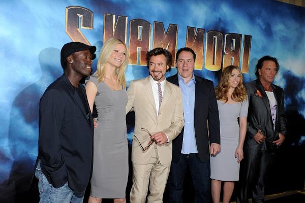 Don Cheadle, Robert Downey Jr., Gwyneth Paltrow, Mickey Rourke, Jon Favreau and Scarlett Johansson at event of Iron Man 2