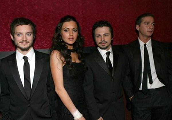 Elijah Wood, Freddy Rodríguez, Shia LaBeouf and Lindsay Lohan at event of Bobby