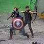 Still of Chris Evans, Scarlett Johansson and Jeremy Renner in The Avengers