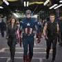 Still of Chris Evans, Scarlett Johansson and Jeremy Renner in The Avengers