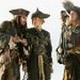 Still of Johnny Depp, Geoffrey Rush and Keira Knightley in Pirates of the Caribbean: At World's End