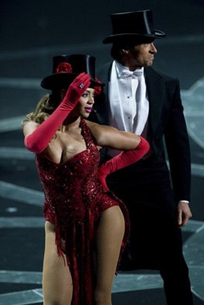 Host Hugh Jackman (left) and Beyonce Knowles during the live ABC Telecast of the 81st Annual Academy AwardsÂ¨ from the Kodak Theatre, in Hollywood, CA Sunday, February 22, 2009.