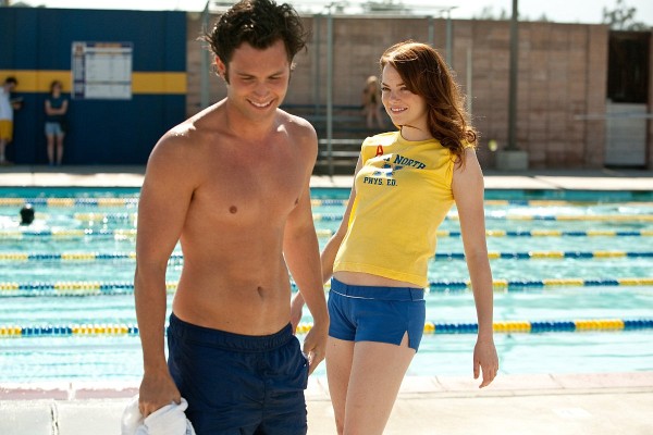 Still of Penn Badgley and Emma Stone in Easy A