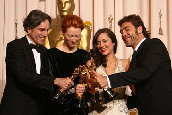 Photo: Daniel Day-Lewis, Javier Bardem, Marion Cotillard and Tilda Swinton at event of The 80th Annual Academy Awards
