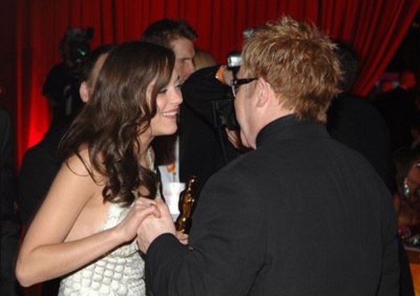 Elton John and Marion Cotillard at event of The 80th Annual Academy Awards