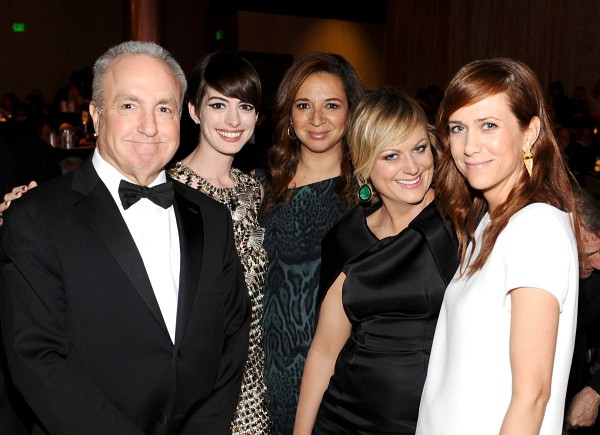 Anne Hathaway, Lorne Michaels, Amy Poehler, Maya Rudolph and Kristen Wiig