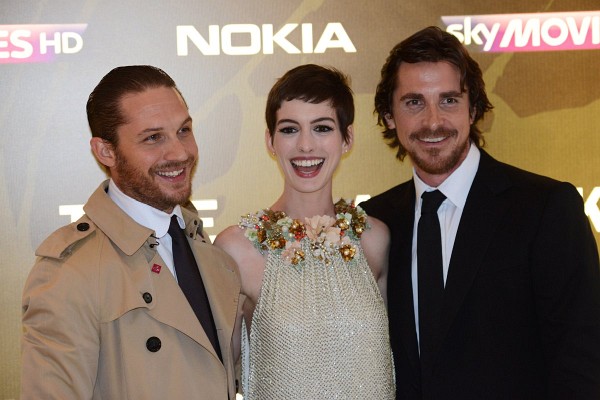 Christian Bale, Anne Hathaway and Tom Hardy at event of The Dark Knight Rises