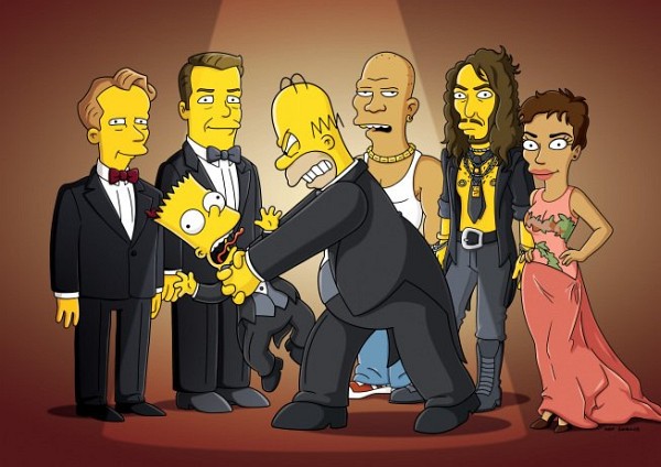 Still of Halle Berry, Ricky Gervais and Russell Brand in The Simpsons