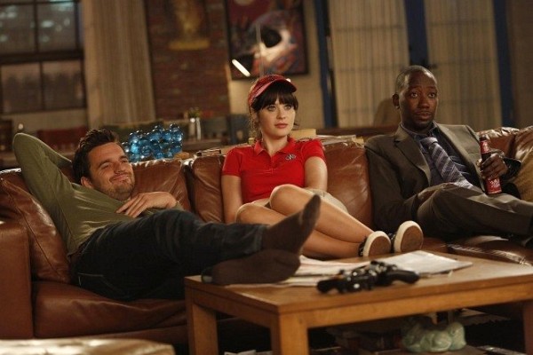 Still of Zooey Deschanel, Lamorne Morris and Jake Johnson in New Girl