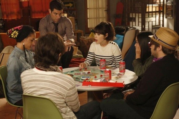 Still of Zooey Deschanel, Max Greenfield, Jasmine Di Angelo and Jinny Chung in New Girl