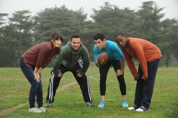Still of Zooey Deschanel, Max Greenfield, Lamorne Morris and Jake Johnson in New Girl