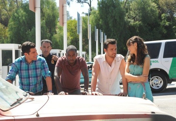 Still of Zooey Deschanel, Max Greenfield, Lamorne Morris and Jake Johnson in New Girl
