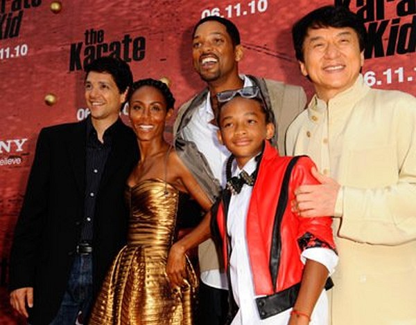 Will Smith, Jackie Chan, Jada Pinkett Smith, Ralph Macchio and Jaden Smith at event of The Karate Kid