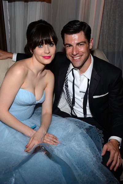 Zooey Deschanel and Max Greenfield at event of The 64th Primetime Emmy Awards