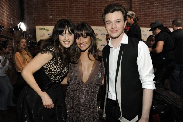 Zooey Deschanel, Lea Michele and Chris Colfer