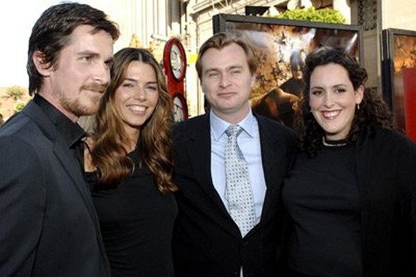 Christian Bale, Sibi Blazic, Christopher Nolan and Emma Thomas at event of Batman Begins