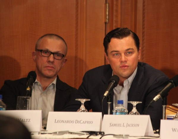 Leonardo DiCaprio and Christoph Waltz at event of Django Unchained