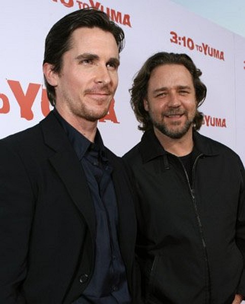 Russell Crowe and Christian Bale at event of 3:10 to Yuma