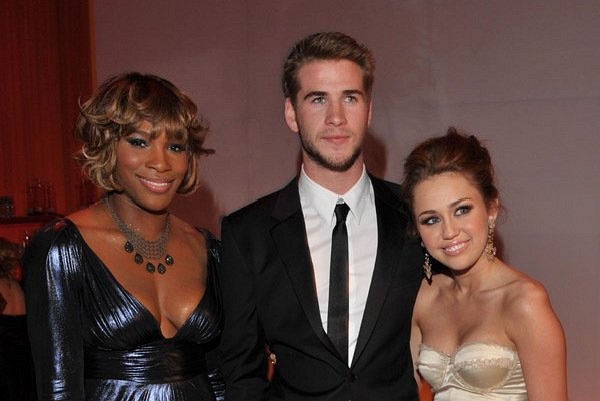 Serena Williams, Miley Cyrus and Liam Hemsworth at event of The 82nd Annual Academy Awards