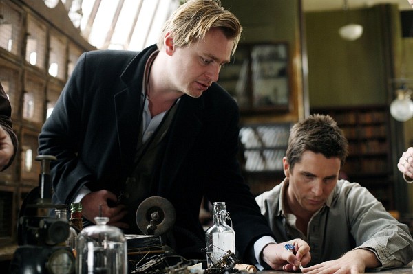 Still of Christian Bale and Christopher Nolan in The Prestige