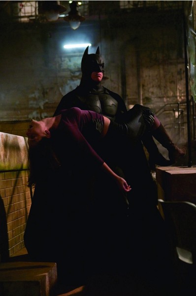 Still of Christian Bale and Katie Holmes in Batman Begins