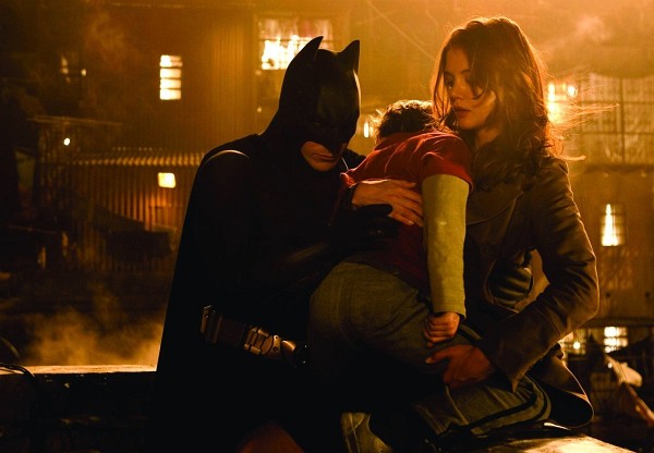 Still of Christian Bale and Katie Holmes in Batman Begins