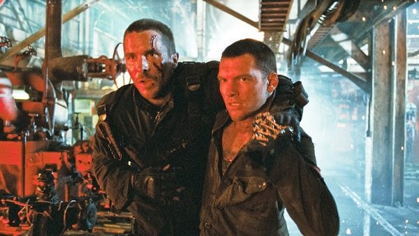 Still of Christian Bale and Sam Worthington in Terminator Salvation
