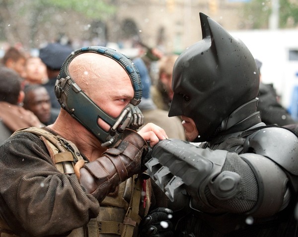Still of Christian Bale and Tom Hardy in The Dark Knight Rises