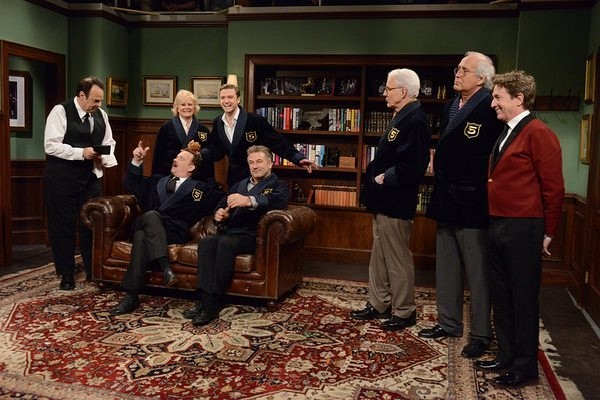 Still of Dan Aykroyd, Tom Hanks, Alec Baldwin, Candice Bergen, Chevy Chase and Justin Timberlake in Saturday Night Live