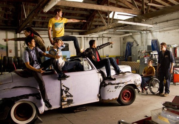 Still of Harry Shum Jr., Cory Monteith, Kevin McHale, Chord Overstreet, Blake Jenner and Jacob Artist in Glee