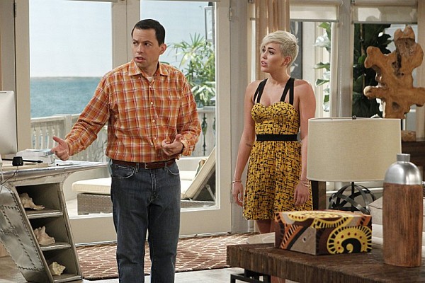 Still of Jon Cryer and Miley Cyrus in Two and a Half Men