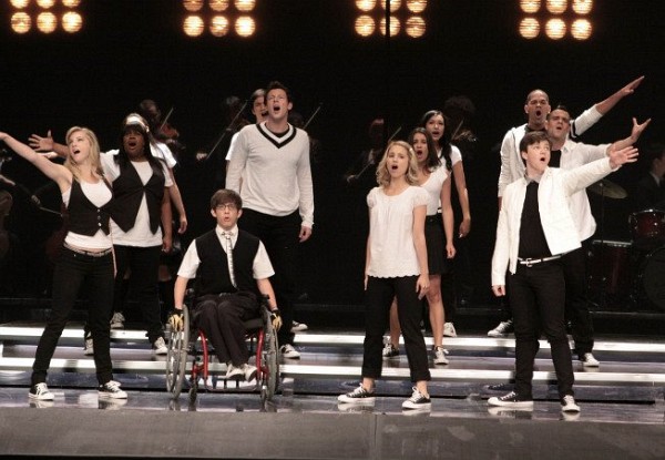 Still of Lea Michele, Cory Monteith and Dianna Agron in Glee