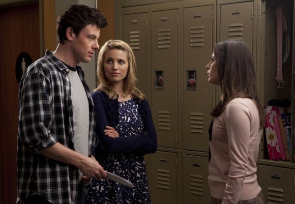 Still of Lea Michele, Cory Monteith and Dianna Agron in Glee