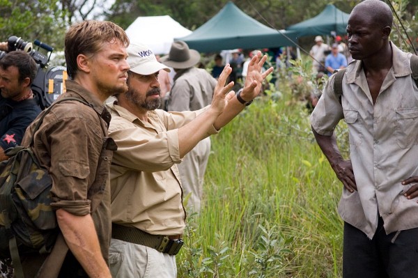 Still of Leonardo DiCaprio, Edward Zwick and Djimon Hounsou in Blood Diamond