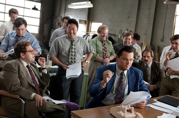 Still of Leonardo DiCaprio, Kenneth Choi, Ethan Suplee, Jonah Hill, Toby Welch and Henry Zebrowski in The Wolf of Wall Street